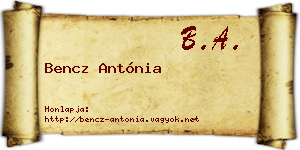 Bencz Antónia névjegykártya